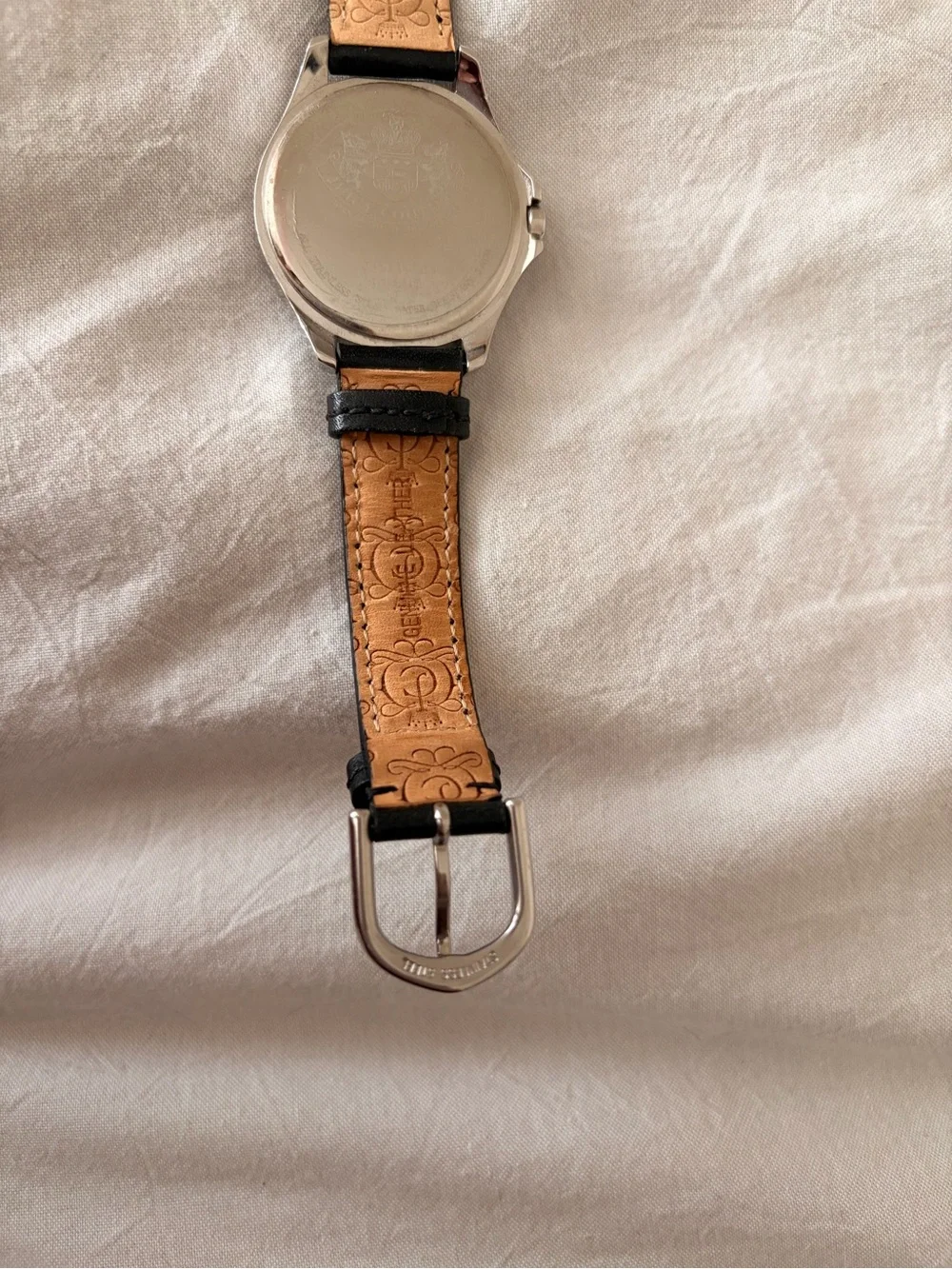 Juicy Couture Black Leather Strap Watch with Silver-Tone Case